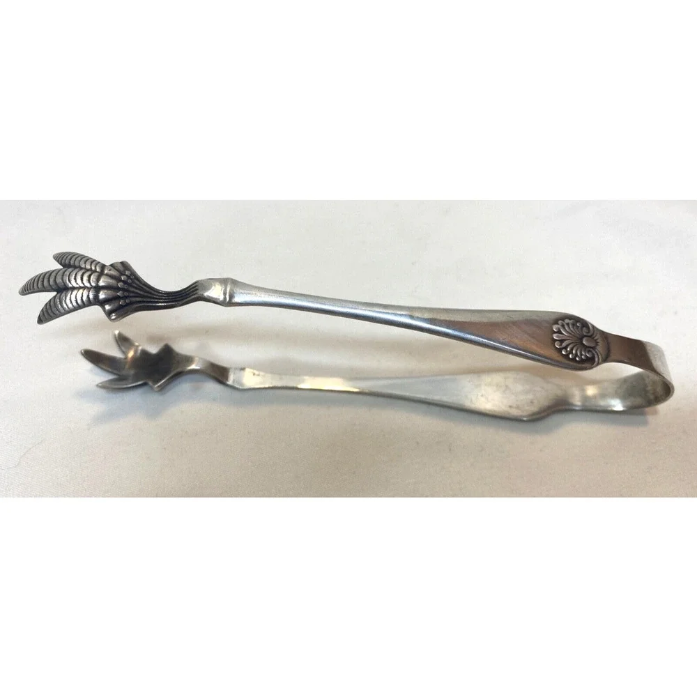 Antique Claw SUGAR CUBE TONGS BY ROGERS BROS Silver-Plated SHELL PATTERN